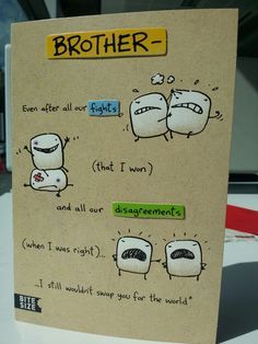 a handmade greeting card with an image of two toasters and one saying, brother