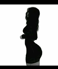 the silhouette of a pregnant woman is shown in this black and white photo, with her hands on her hips