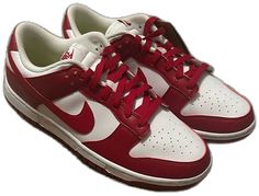 Classic Red Nike Custom Sneakers, Red Low-top Sneakers With White Laces, Nike Shoes Woman, Black Air Max 97, White Air Max 97, Nike Volleyball Shoes, Nike Volleyball, White Gym, 270 Nike