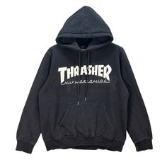 Brand Name :- THRASHER . 📌 Tag Size :- L . MEASUREMENT: -Follow the manual measurement provided. -Armpit to armpit - 22.5' Inches -Length - 25' Inches -Shoulders - 18' Inches -Sleeve Length - 24.5' Inches -Comparing the measurements with your own shirt are the best way before purchasing. -Please do not rely on tag size as pre-worn items. -They may have been altered, stretched or shrunk & vintage sizes do not directly translate the modern sizes. -Please enlarge the photos for clear image. . COND Streetwear Sweatshirt With Double-lined Hood And Crew Neck, Throwback Fleece Sweatshirt For Streetwear, Throwback Long Sleeve Sweatshirt For Streetwear, Black Long Sleeve Sweatshirt For Skateboarding, Throwback Fleece Hoodie For Streetwear, Heavyweight Logo Print Sweatshirt For Streetwear, Winter Skateboarding Hoodie Sweatshirt, Hooded Logo Print Sweatshirt For Streetwear, Streetwear Fleece Crew Hoodie