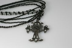 "Cross Pendant Necklace. Pendant 2.5\" x 1,3/4\". Necklace 12.5\" with 1.5\" extension chain. **Immediate Shipping. ONLY ONE AVAILABLE! To view our complete Necklace collection, visit: https://www.etsy.com/shop/AleksJewelry?ref=hdr_shop_menu&section_id=16775000 Search for my entire Shop Collection visit: https://www.etsy.com/shop/AleksJewelry" Silver Beaded Punk Jewelry, Gothic Beaded Cross Jewelry, Bohemian Cross Jewelry For Party, Prayer Gifts, Style Birthday, Victorian Jewelry, Cross Pendant Necklace, Boho Stil, Pretty Jewellery