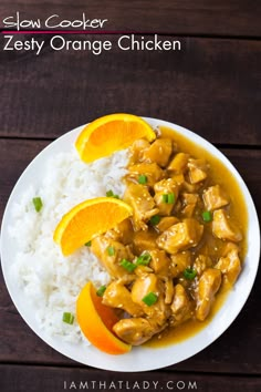 orange chicken with white rice on a plate