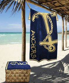 a towel hanging on the side of a beach