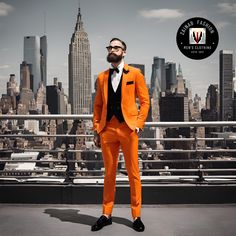 Men Suits Designer Tuxedo Orange and Black Vest 3 Piece Slim Fit Elegant Formal Fashion Suit Groom Wedding Stylish Suit Bespoke For Men Item Include (Coat+ Vest+ Pant) Fabric:- Imported, Premium Color:- Orange Dry Clean Recommended The suit is for wedding, Party, Proms, and Many Occasions. We make the suit according to our Standard size chart, If you are not sure about your size/measurement,  please give your body measurement in inches, so we make perfect suit for you.  Jacket Measurement:- 1 Ja Trending Suits, Designer Tuxedo, Suit Groom, Prom Suits For Men, Orange Suit, Formal Fashion, Black Pants Men, Stylish Suit, Prom Suits