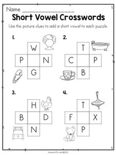 worksheet for short and short crosswords with pictures to help students learn the letter