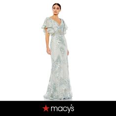 in stock Mac Duggal Dress, Embellished Fabric, Cap Sleeve Gown, Mac Duggal Dresses, Green Gown, Long Sleeve Gown, Embellished Gown, Maxi Gown Dress, Column Gown