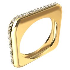 18 Karat Soft Square Sculpture Ring with Diamonds. Tiffany Designer , Thomas Kurilla created this simple chunk of gold ring years ago. Simplicity is one of the trademarks that got him into Tiffany's. This updated version is styling now and fine for both sexes. Use as an alternative wedding band as well. These are stackable at 2.0 mm wide. With a line of diamonds running around the whole ring. Keeping it more interesting than ever. Madeto order in NYC, please allow 3- 4 weeks delivery. Stamped 18 Alternative Wedding Bands, Unisex Ring, Vintage Engagement, Antique Rings, Vintage Engagement Rings, Diamond Rings, Vintage Rings, Gold Ring, Fashion Rings