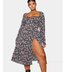 Brand New Never Worn Mexico Holiday, Leslie Sidora, Plus Size Summer Dresses, 2024 Outfits, Midi Dress Plus Size, Simple Accessories, Fashion To Figure, Curvy Model, Black Floral Print