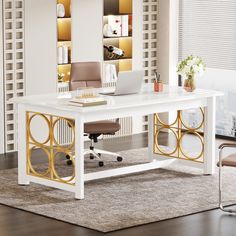 Modern Executive Desk Adjustable Desk Home Office, Feminine Home Office Classy, Modern White Desk, Large Computer Desk, Modern Executive Desk, Computer Desks For Home, Modern Computer Desk, Executive Office Desk, Modern Office Desk