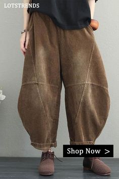 Winter Autumn Loose Corduroy Wide Leg Pants Harem Pants Women Thicken Trousers Winter Brown Bottoms With Pockets, Brown Winter Bottoms With Pockets, Brown Harem Pants For Fall, Loosely Fitted Brown Harem Pants For Fall, Winter Brown Relaxed Fit Pants, Winter Brown Cargo Pants, Baggy Brown Pants For Winter, Brown Cargo Pants For Winter, Winter Full-length Corduroy Bottoms