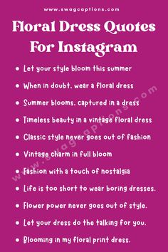 the floral dress quotes for instagramm are in pink and white, with an image of