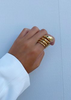 Details: Brass hand-dipped in a 14K gold finish Brass hand-dipped in sterling silver Size 7 Brass Hand, Snake Ring, Gold Enamel, Stacking Rings, Fashion Advice, Heart Necklace, Gold Finish, Wedding Rings, Size 7