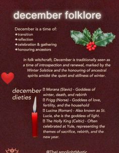 December Magical Correspondences, December Correspondences, December Witchcraft, Seasonal Witchcraft, Winter Witchcraft, Witchy Holidays, Yule Recipes, December Magic, Solstice Blessings