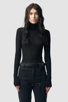 Black Turtle Neck, Atomic Blonde, High Neck Sweater, Ann Demeulemeester, Black Turtleneck, Turtle Neck Top, Neck Sweater, All Black, Sweaters & Cardigans