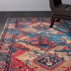 Reminiscent of classic Persian artistry, this printed rug is subtly distressed to mimic a timeworn look. Available in two colorways, choose the style that best suits your aesthetic. Made from durable synthetic fibers this rug is built to last and will liven up any room. Bloomsbury Market Rug Size: Rectangle 4'4" x 6' | Blue;red Rectangle 4'4" x 6' Area Rug - Bloomsbury Market Yarra Southwestern Blue / Red Area Rug 52.0 x 0.25 in blue / pink / red, Synthetic | Wayfair Southern Charm Homes, Red Rectangle, Santa Fe Style, Printed Rug, House Bedrooms, Southwestern Area Rugs, Southwestern Rug, Desert Homes, Purple Area Rugs