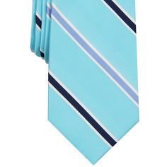 Add Some Brilliant Color To Your Style With The White Outlined Stripes And Vivid-Tone Ground Of This Club Room Tie. 3 1/8" Wide Stripe Design Silk/Polyester Dry Clean Imported Blue Weave, Navy Blue Tie, Room Blue, Club Room, Wide Stripes, Stripe Silk, Pink Ties, Mens Neck Ties, Room Accessories