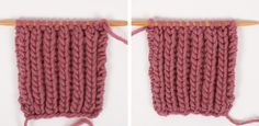 two pictures showing how to crochet the wrong side of an object with yarn