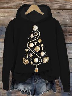 Christmas Tree Jewelry, Quilted Sweatshirt, Tree Jewelry, Jewelry Christmas Tree, Fast Fashion Brands, Cozy Knit Sweater, Cozy Hoodie, Jewelry Tree, Christmas Hoodies