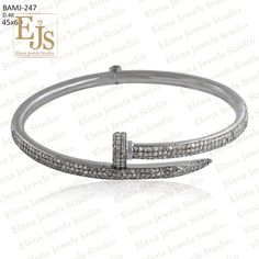 Pave Diamond 925 Silver Bangle And Cuff Bracelet, Silver And Diamond Jewelry, Round Shape Diamond And Silver Bracelet, Valnetine Gift, Gift For Her SKU- BAMJ-247 ITEM- Bangle And Cuff Bracelet MATERIAL- 925 Silver SILVER WT- 21.267 STONE- Pave Diamond DIAMOND WT- 1.865 SIAZE- 50*60MM Bangle Diamond, Bangle Silver, Diamond Bangle, Fabulous Jewelry, Silver Bangle, Valentine Gift, Bracelet Silver, Silver Bangles, Bracelet Jewelry