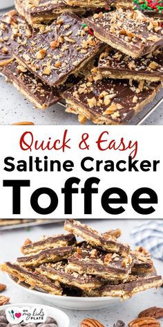 saltine cracker toffee recipe with text overlay