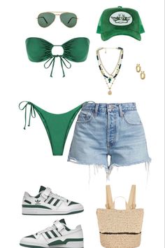 Obx Outfits, Beach Aesthetic Outfits, St Pattys Day Outfit, Hogwarts Outfits, Beach Ootd, Tropical Outfit, St Patrick's Day Outfit, Outfit Layout