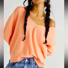 Free People Harmony Cashmere V Sweater. Brand New. Please See Photo For Product Description. *Color In Real Life To Me Looks More Like A Hot Pastel Orange. *Cat Friendly Home V Sweater, Wave Sweater, Orange Sweater, Pastel Orange, Soft Coral, Orange Sweaters, Long Sweaters Cardigan, Color Analysis, Free People Sweaters