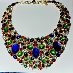 Solitary Stunning Bib Statement Necklace Made & Signed By Scassi. One Of A Kind. Estate Jewelry, Womens Jewelry Necklace, Statement Necklace, Jewelry Necklaces, Women Jewelry, Signs, Red, Women Shopping, Blue