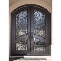 GID bronze paint iron entry double door with aquatex glass that can protect the privacy Dream Entryway, Entryway Doors, Wrought Iron Front Door, Iron Front Door, Iron Entry Doors, Custom Front Doors, Elegant Entryway, Door Sweep, Double Front Doors