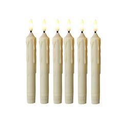 four candles with one lit on each side and five smaller ones in the same row