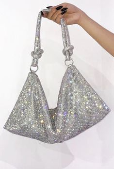 THELMA - SPARKLING HOBO BAG Crystal Purse, Evening Accessories, Embellished Clutch, Street Trends, Evening Clutch Bag, Evening Clutch, Silver Rhinestone, Hobo Handbags, Hobo Bag