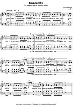 sheet music with the words syshamba on it