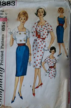 Full description is available in the images as well as sizing info.  This pattern is mostly UNCUT (I believe the cummerbund is the only cut piece) but not factory folded.  1960's  Please see images for more information.  Let me know if I can help...  thanks! Retro Fitted Sewing Pattern For Dressmaking, Vintage Fitted Sewing Pattern, Dress Jacket, Dress Pattern, Jacket Dress, Art Collection, Size 12, Bathing Beauties, Let Me