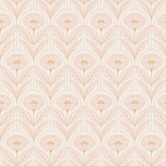 an art deco wallpaper with pink and gold leaves