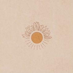 a drawing of a sunflower on a beige background