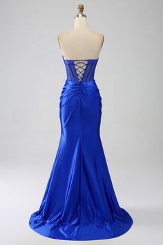 Electric Blue Formal Dress, Corset Formal Dresses, Royal Blue Grad Dress, Royal Blue Strapless Prom Dress, Blue Corset Prom Dress, Royal Blue Prom Dress Long, Prom Dresses Royal Blue, Prom Fits, Royal Blue Lace Dress