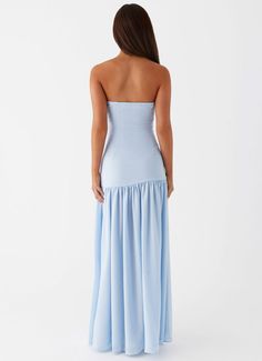 Eden Strapless Maxi Dress - Blue – Peppermayo US Chiffon Skirt