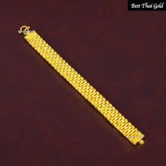 This Shop has a Special Free Gift (Chain) for Every Order. 😊🙏 Item: 1 x Bracelet For: Women, Men, Unisex Type: GOLD PLATED over Brass, Nickel free Gold Purity: 96.5% Surface: Carved & Sand Matted Length: ~ 6.5 - 7 inches Weight: ~ 43 grams Color: Yellow Gold (slightly +/- from photo) Premium Beautiful matte mesh chain strap bracelet. Stunning traditional look. Lockable s-clasp. Handmade from Thailand. Thai gold plating technic really solid and stunning look. Rewarding your life from hard w Gold Chain Bracelet, Handmade Gold Jewellery, Gold Bracelet For Women, Gold Charm Bracelet, Craft Handmade, Birthday Jewelry Gift, Gold Bracelet Chain, Gold Plated Bracelets, Handmade Gold