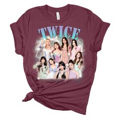 Cute Twice Members Chibi Tshirt, Twice Kpop Shirt, Kpop Shirt,K-Drama Shirts, Korean Lover Gift, Korean Heart Hoodie, Korean Pop Tshirt, Jihyo, Nayeon, Momo, Sana, Mina, Tzuyu,  PRODUCTION TIME: 1-2 days (Usually 1 day) SHIPPING TIME: 1-2 days (Usually 1 day) PRODUCT DESCRIPTION: Bella Canvas Unisex T-shirt Super soft cotton and excellent quality. 100% Soft cotton for solid colors Light fabric (4.2 oz/yd² (142 g/m Runs true to size Unisex Bella + Canvas 3001 🐋 Product Contents 🐋 Solid colors: 100% Cotton. Heather colors: 52% Cotton + 48% Polyester. 🐋Care Instructions🐋 DO Inside out before washing, DO warm/cold machine wash, DO NOT bleach, DO NOT dry clean, DO NOT iron directly onto the design. 🐋Returns🐋 All items are made-to-order. So, I can't accept returns unless they arrive damage Trendy Custom Print Tops For Fan Merchandise, Trendy Tops With Character Print For Fans, Kpop Style Cotton Top With Character Print, Kpop Cotton Top With Character Print, Kpop Character Print Short Sleeve Tops, Pink Kpop Tops With Graphic Print, Pink K-pop Style Top With Graphic Print, Twice Tshirt Design, New Jeans T Shirt Kpop