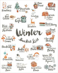 the words winter bucket list written in different languages