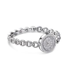 Add a style to your basic look with this sparkling chain-link bracelet watch. Paired with the rounded petite case, the silver tone gives an elegant feminine touch, making this timepiece a subtle chic statement. This chain watch can be worn as piece of jewelry in its own right, day or night. It adds a modern look with both casual and formal outfits. 
Note: Free adjustment can be made to the chain strap, the small polished links at the end of the bracelet can be removed.Watch Strap Color: SilverSt Elegant Metal Round Watch, Elegant Round Metal Watch, Diamond Watch With Metal Dial, Metal Diamond Watch With Metal Dial, Elegant Metal Diamond Watch, Metal Diamond Watch, Timeless Round Stainless Steel Bracelet, White Gold Diamond Watch With Metal Dial, Classic Silver Diamond Watch With Cubic Zirconia