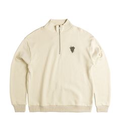 Elevate your casual wardrobe with the Castles Half-Zip Sweatshirt. Crafted from 100% premium cotton, this sweatshirt offers exceptional comfort and breathability. The half-zip closure adds versatility and ease of layering, while the relaxed fit ensures a perfect casual look. Featuring the iconic embroidered Medusa logo on the chest, this piece combines streetwear style with a touch of sophistication. Ideal for pairing with jeans or joggers, this sweatshirt is a must-have for any fashion-forward individual. Key Features: 100% premium cotton Half-zip closure Relaxed fit Embroidered Medusa logo Add this stylish and comfortable sweatshirt to your wardrobe for an effortlessly cool look. Casual Fleece Track Jacket With Zip Fly, Cotton Long Sleeve Sweatshirt With Zipper Closure, Casual Cotton Crew Neck Track Jacket, Casual Cotton Track Jacket With Zipper Closure, Casual Cotton Track Jacket With Crew Neck, Casual Cotton Track Jacket With Zipper, Fleece Crew Neck Top With Zipper Closure, Casual Fleece Half-zip Sweats, Casual Half-zip Fleece Sweats