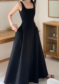 Square Neckline Prom Dress, Black Formal Gown, Dress Retro, Black Formal, Maxi Dress Black, Vestidos Vintage, Formal Gown, Classy Dress