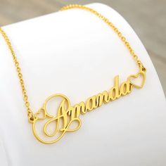 Lets make our lives more beautiful with custom/personalized items. This can bring you a lot of joy when you see your name or your loved once name on the item. Hi Having your personal touch on a piece of jewelry really makes a difference. Item:- Name Necklace Metal:- Stainless Steel Finished:- Platinum-Rose Gold-Gold Necklace Size:- 43-45-50-55 CM Please Explain your Name On Personalization Box. Like This- Abdul Processing and shipping: 2-3 weeks is processing times and once shipped it takes 7-19 Personalized Gold Necklace, Name Necklace Silver, Name Necklace Gold, Necklace Name, Platinum Rose Gold, Hollow Heart, Gold Name Necklace, Monogram Necklace, Name Jewelry