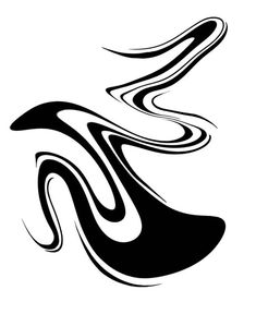 an abstract black and white design with swirls on the bottom, in the shape of a wave