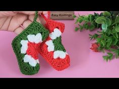 crochet christmas stocking ornament made with easy knittings