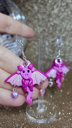 These cute little Dragon earrings are available in four colours, each finished with their own dangling charms. Polly Pocket Dolls, Dragon Earrings, Clay Diy Projects, Little Dragon, Polly Pocket, Diy Clay, Star Fashion, Jewelry Earrings Dangle, Etsy Earrings