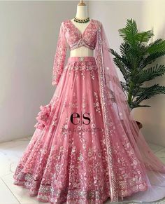 Sweet Sixteen Indian Dresses, Pink Gown Aesthetic, Jewellery For Lehenga, वेस्टर्न ड्रेस, Silver Lehenga, Gorgeous Lehenga