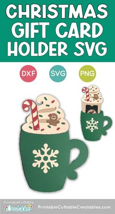 christmas gift card holder svg with two mugs