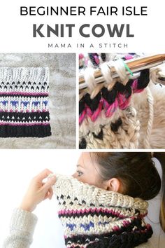 the beginner fair isle knit cowl is made in a stitch