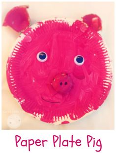 a paper plate pig craft with the words paper plate pig on it's face